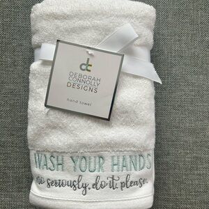 Deborah Connolly Designs Set of 2 Hand Towels embroidered “Wash Your Hands”